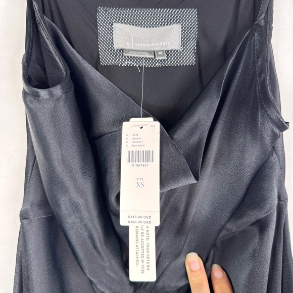 ANTHROPOLOGIE Elyse Bias Slip Dress - Black - Sz XS - Picture 6 of 11